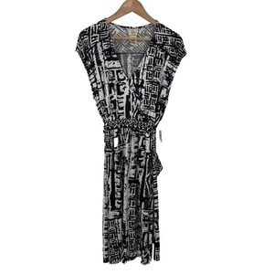 Ice Womens Jersey Knit Midi Dress 2X‎ Geometric Beaded Resort Cruise Stretch